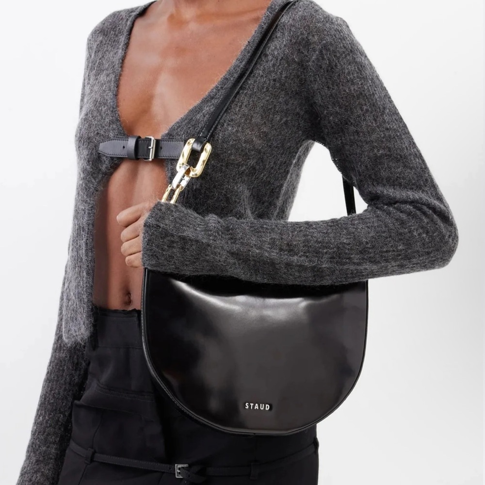 STAUD Black Leather Shoulder Bag - Picture 2 of 5